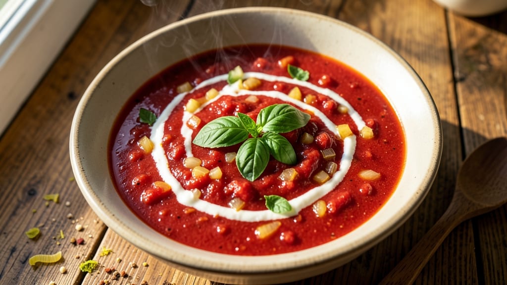 Applebee's Tomato Basil Soup Copycat Recipe: Herb-Infused Velout With Toasted Garlic Crunch