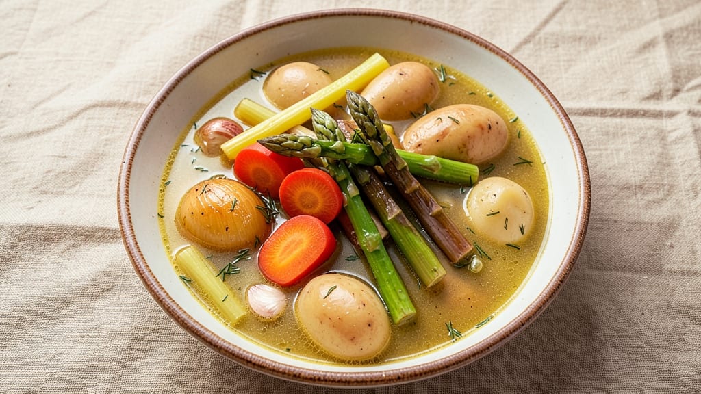 Alphabet Vegetable Soup Recipe: Crunchy Celery Crowns Over Herbed Broth