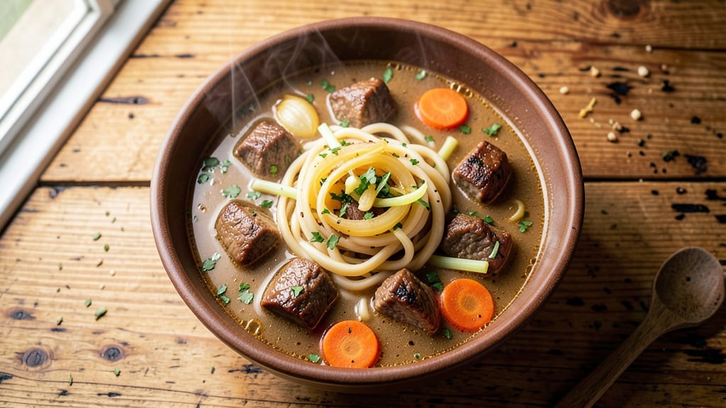 Cracker Barrel Beef Noodle Soup Recipe: Slow-Simmered Richness With Caramelized Onions