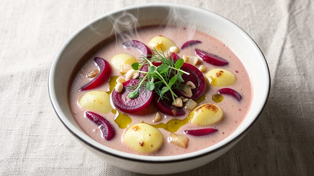 Beetroot and Potato Soup Recipe: Earthy-Sweet Velvety Texture With Crispy Herb Garnish