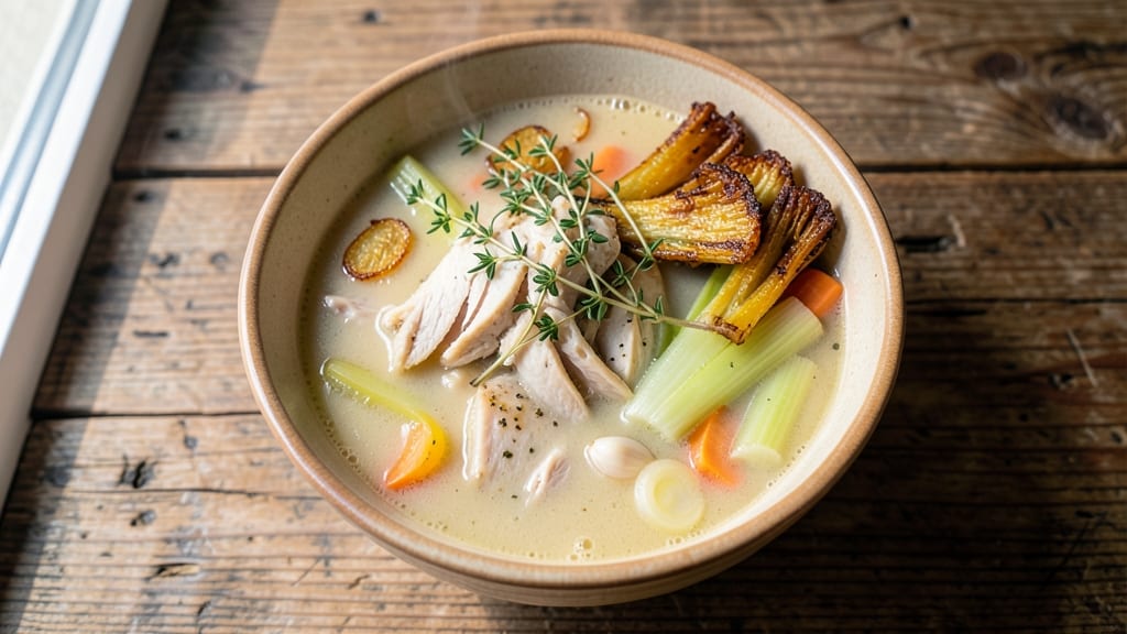 Barefoot Contessa's Chicken Soup Recipe: Crispy Celery Crowns Over Herbed Velout