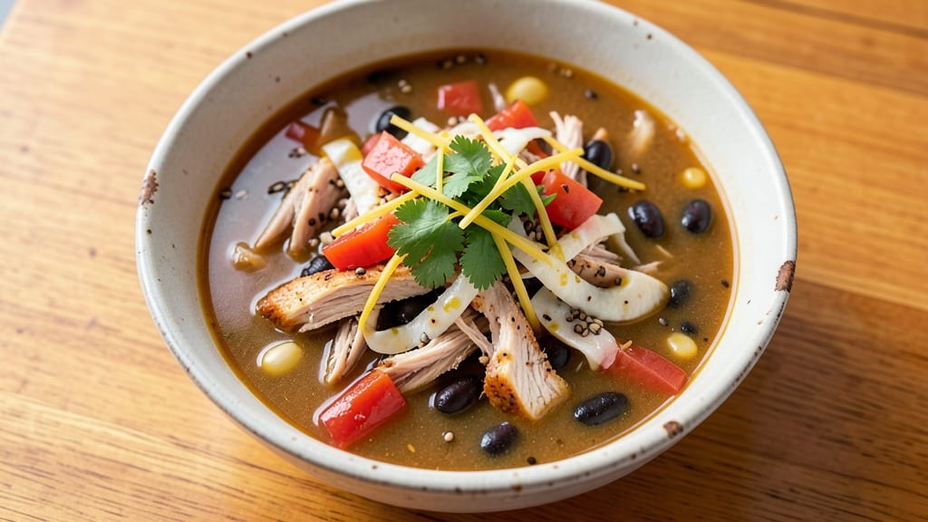 54th Street Chicken Tortilla Soup Recipe: Tender Shredded Chicken and Cumin-Kissed Tortilla Strips
