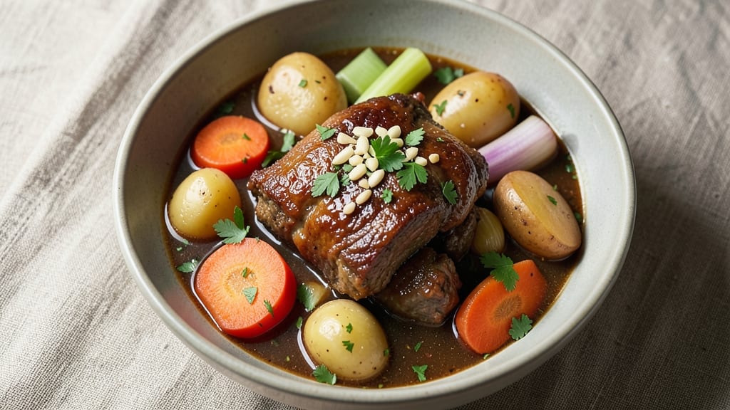 Beef Leg Soup Recipe: Deep Umami Velouté With Crispy Celery Crowns