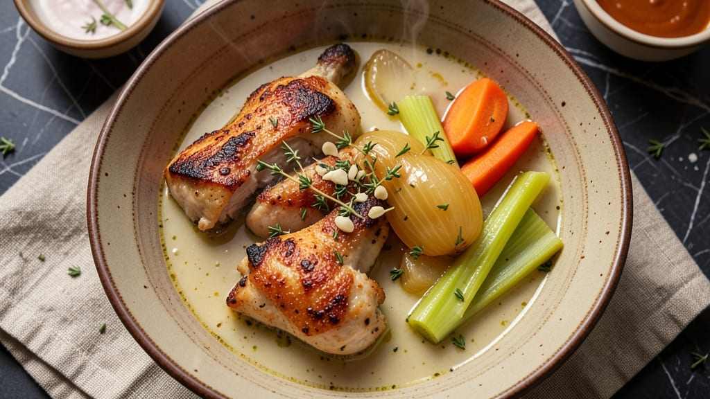 Avila's Chicken Soup Recipe: Homestyle Crispy Celery Crowns Over Savory Herb Broth