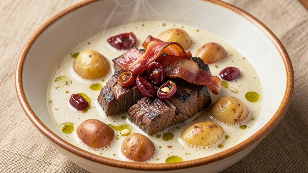 Black Angus Loaded Baked Potato Soup Recipe: Smoky Beef and Crispy Bacon Bites