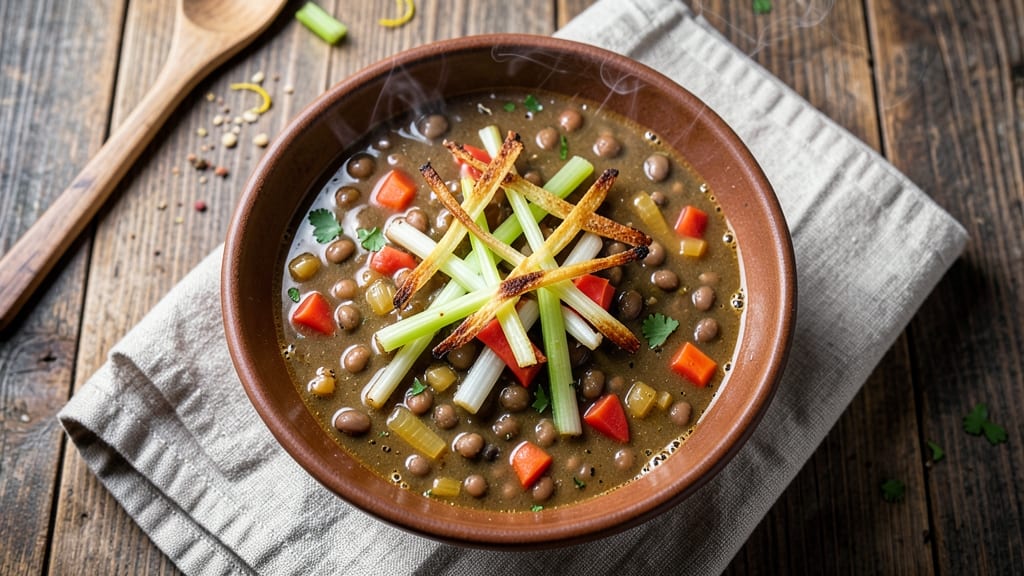 America's Test Kitchen Lentil Soup Recipe: Crispy Celery Crowns Over Earthy Lentil Velout