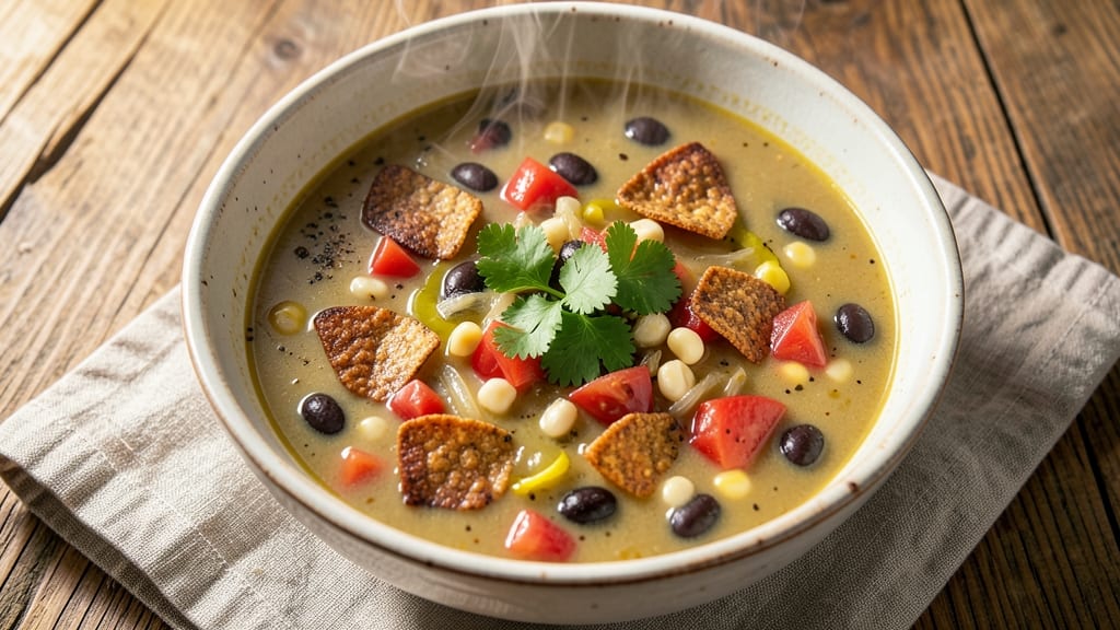 Basic Tortilla Soup Recipe: Crispy Corn Topping Over Zesty Broth