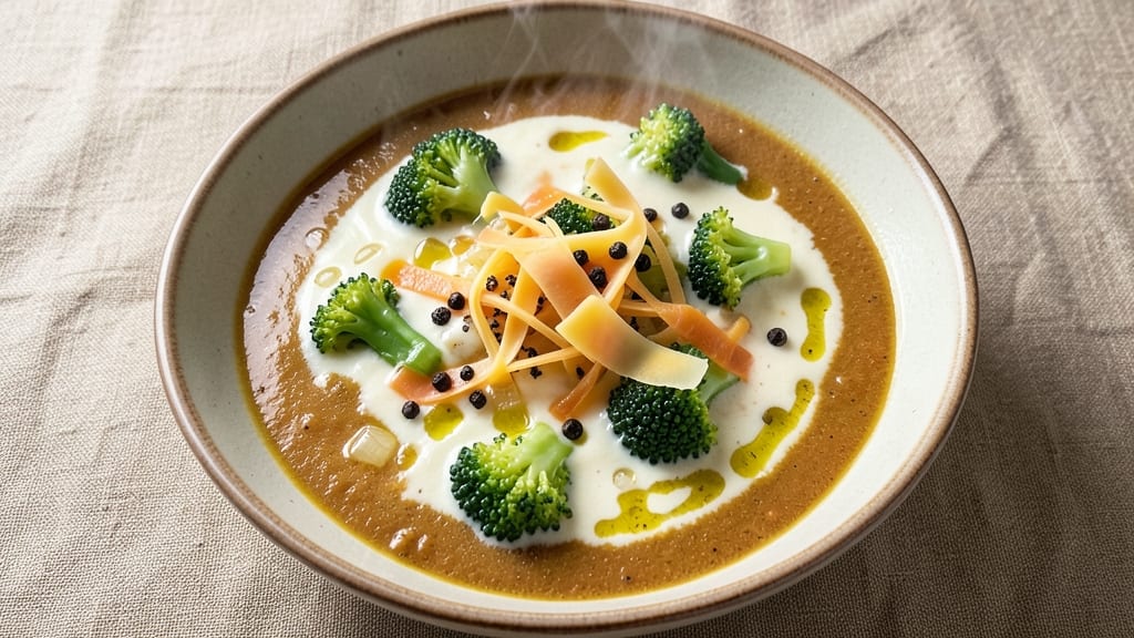 Au Bon Pain Broccoli Cheddar Soup Recipe: Crispy Celery Crown Crunch Over Velvety Cheese Velout