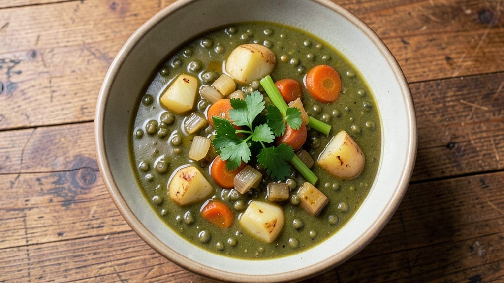 Atk Split Pea Soup Recipe: Crispy Celery Crowns Over Smoky Ham Velout
