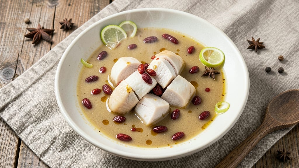 Ba Zhen Soup Recipe: Celery Crown Crunch Over Silky Ginger Velout