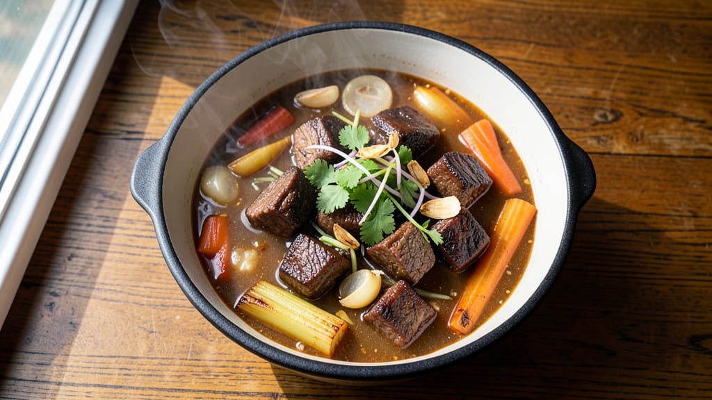 BBQ Beef Soup Recipe: Smoky-Rich Broth With Caramelized Celery Crowns