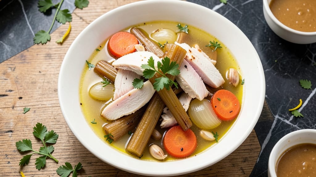 American Chicken Soup Recipe: Homestyle Crunch Over Comforting Herb Broth