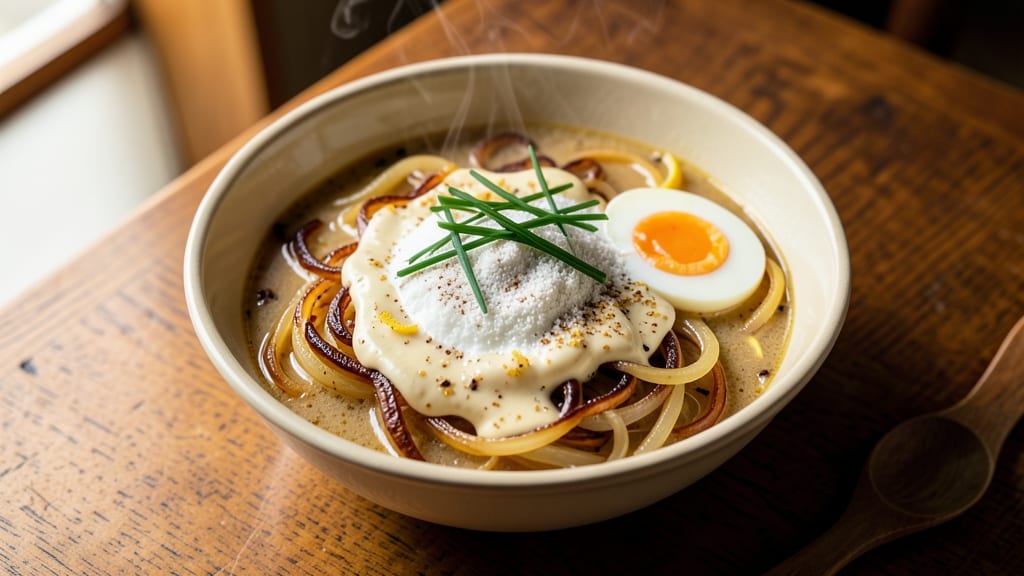 Benihana Japanese Onion Soup Recipe: Crispy Onion Crowns Over Creamy Miso Velout