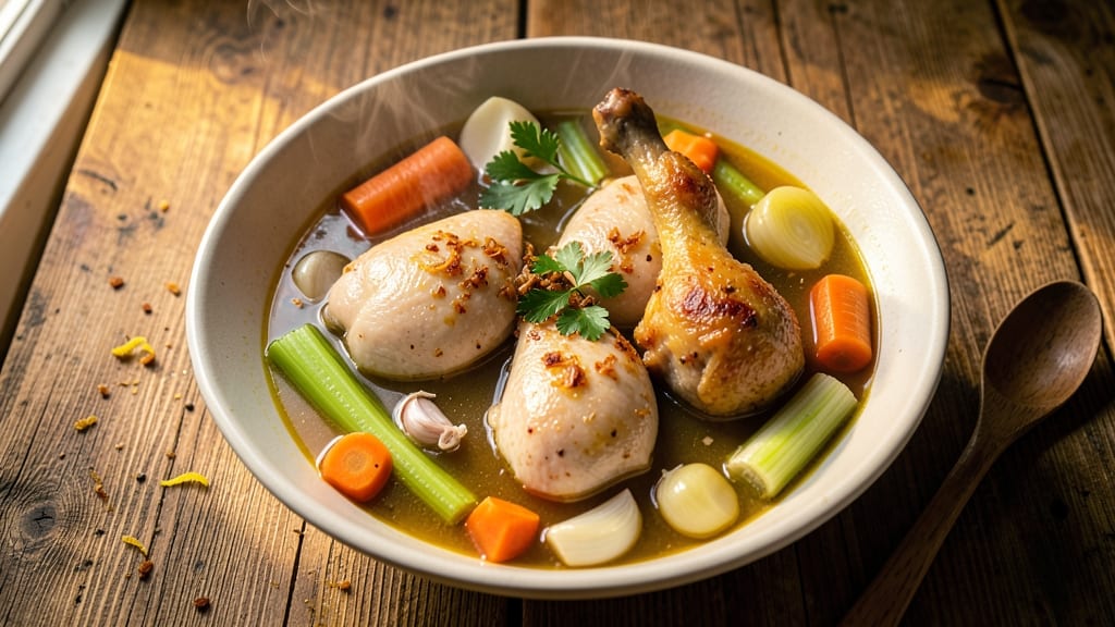 Best Jewish Chicken Soup Recipe Ever: Crispy Celery Crowns Over Smoky Matzo Velout