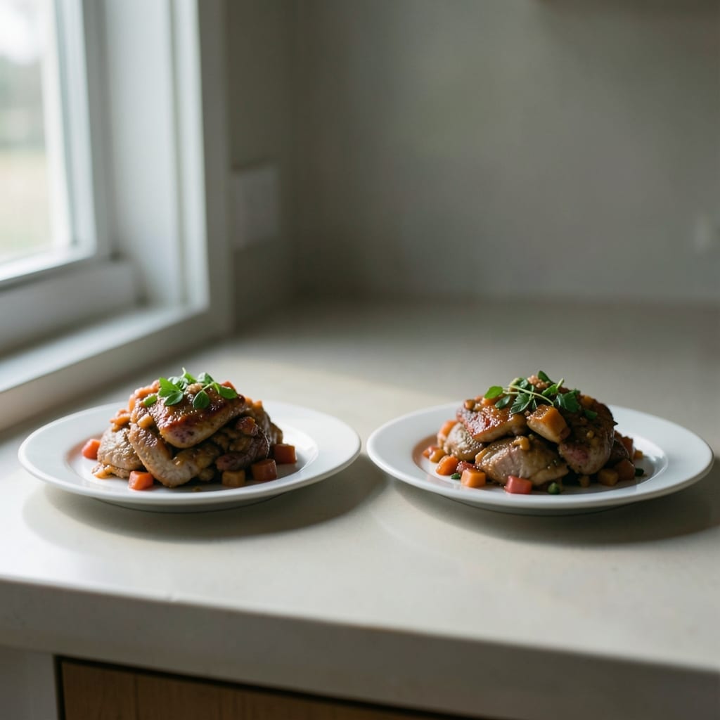 Two versions of the same dish, side by side