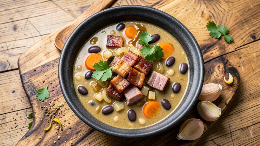 5-Star Ham and Bean Soup Recipe: Smoky Bacon Crunch Over Velvety Bean Broth
