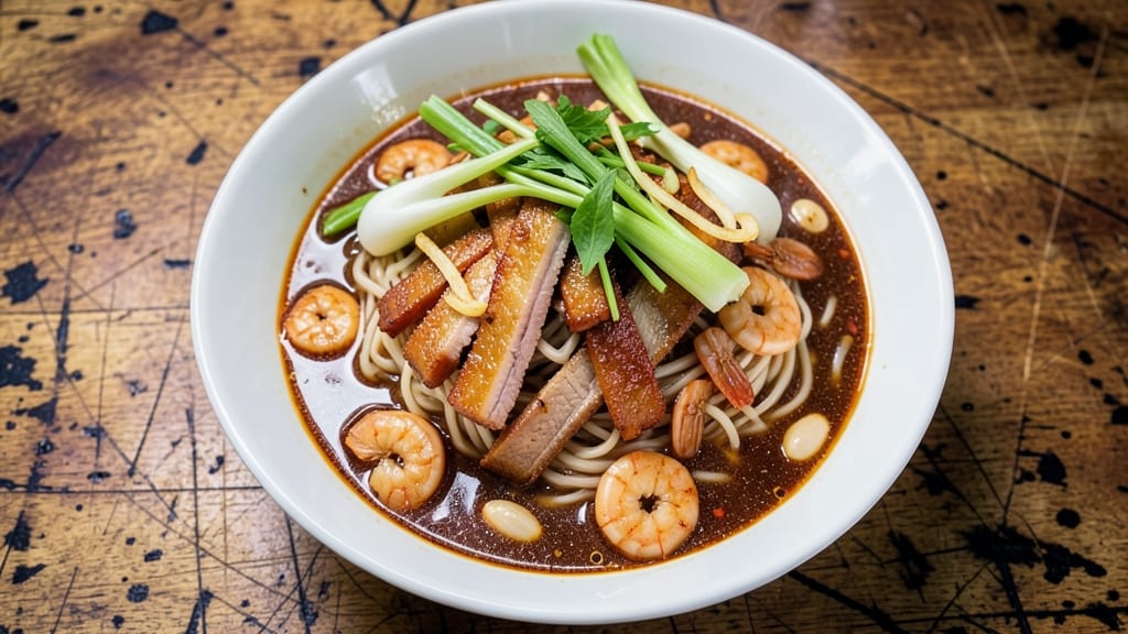 Bak Chor Mee Soup Recipe: Crispy Celery Crowns Over Ginger-Lemongrass Velout