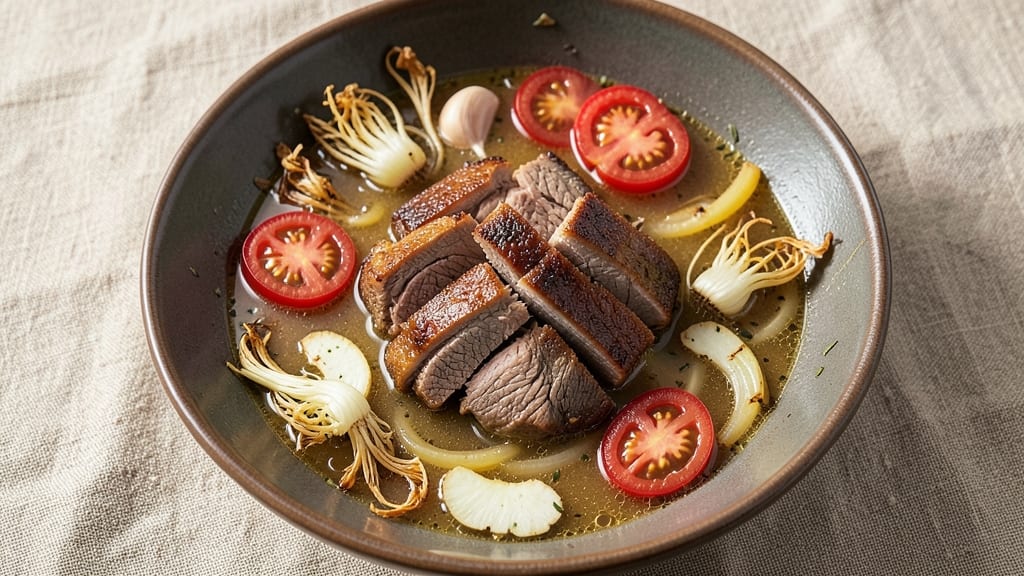 Beef Giniling Soup Recipe: Giniling's Crunchy Celery Crowns Over Rich Beef Velout
