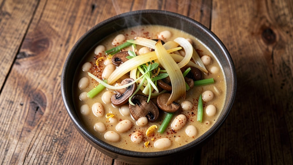 Bean Soup Recipe No Ham: Crispy Celery Crowns Over Smoky White Bean Velout