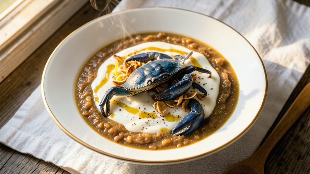 Authentic She Crab Soup Recipe: Maryland Bay Crispy Crowns Over Creamy Crab Velout