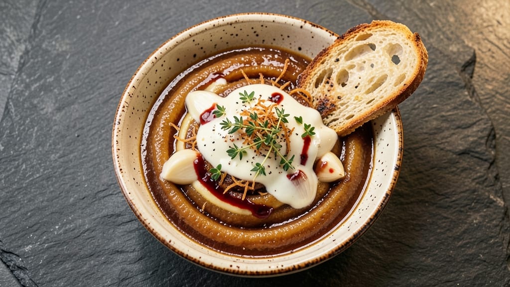 Bistro French Onion Soup Recipe: Crispy Gruyère Crowns Over Silky Caramelized Base