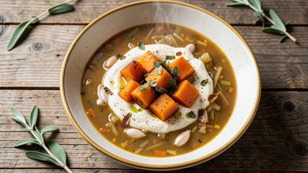 Baked Squash Soup Recipe: Roasted Sweetness With Crispy Celery Crowns